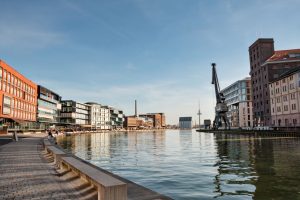 Creative quay, the trendy district at the port of Münster in Westphalia